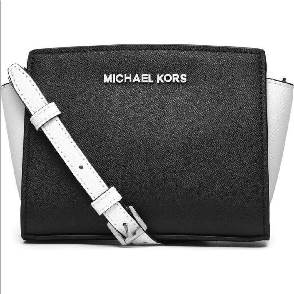 Michael Kors Black White Selma Mini Crossbody Bag
